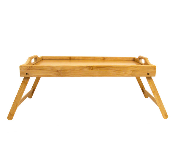 Beistelltisch Holz Betttisch Tablett mit Holzbeinen Dekoration Frühstücksbrett Natur Bambus 37,5 cm x 27,5 cm x 2 cm