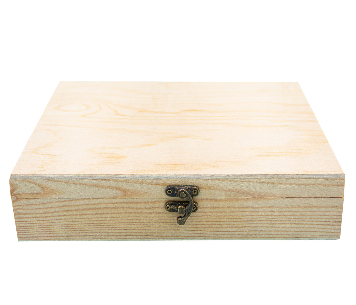 Alsino Flache Holzbox mit Deckel. Kleine Holzbox. Natürliche Schatzkiste aus Holz mit Verschluss. Rechteckige, stabile und langlebige