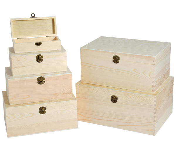 Holzboxen -  Set mit Deckel Holzkisten Aufbewahrungsboxen in verschiedenen Größen